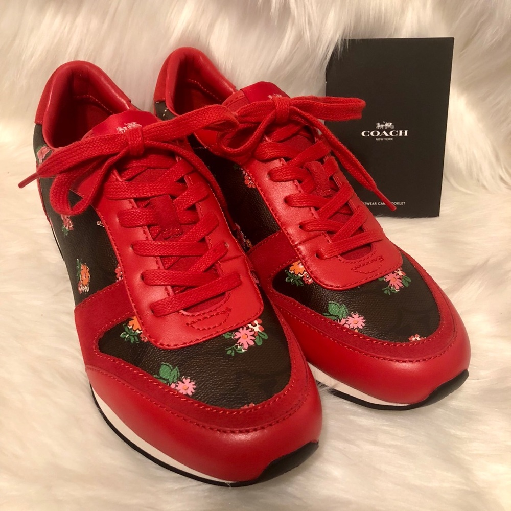 Coach Rebecca ll red floral sneakers size 9